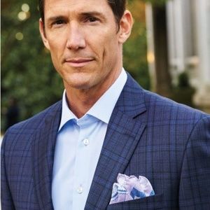 Peter Millar Blue Navy Plaid Sport Coat Wool